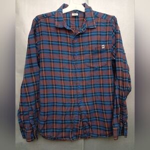 Men's Blue and Red Plaid Shirt